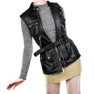 moto vest w/ metal details 100% leather | S